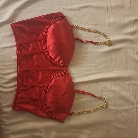 Silky red corset top - Picture 1 of 6
